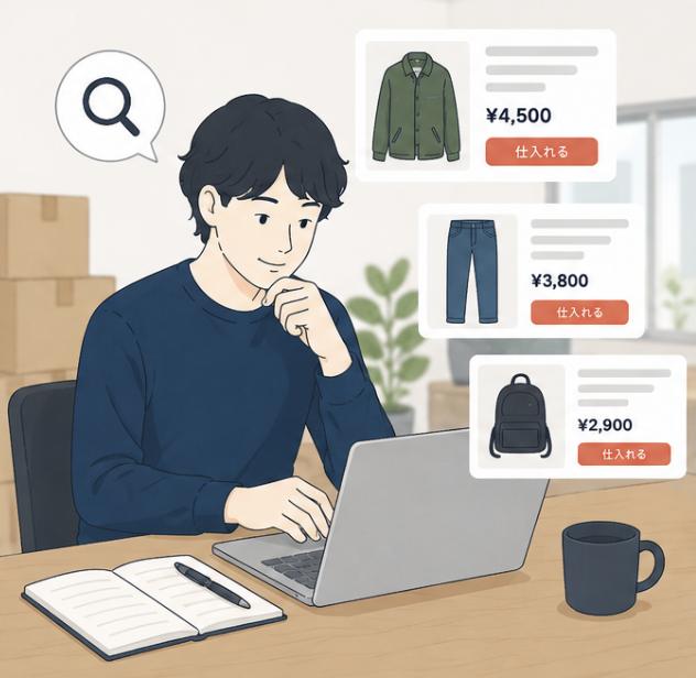 仕入れシーン：あなたが商品を仕入れる作業風景